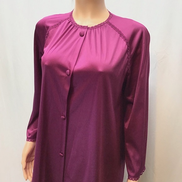 Vanity Fair Vintage Maroon Nightgown Robe Size Small - Picture 4 of 6